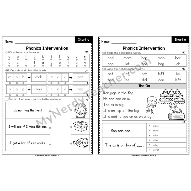 Editable Phonics Intervention Worksheet — Short o (PowerPoint)