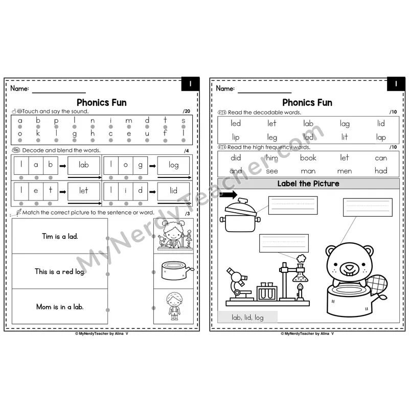 Beginning Sounds Phonics Intervention Worksheet — l (Preview)