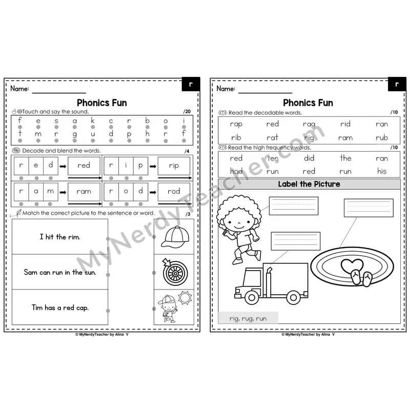 Beginning Sounds Phonics Intervention Worksheet — r (Preview)