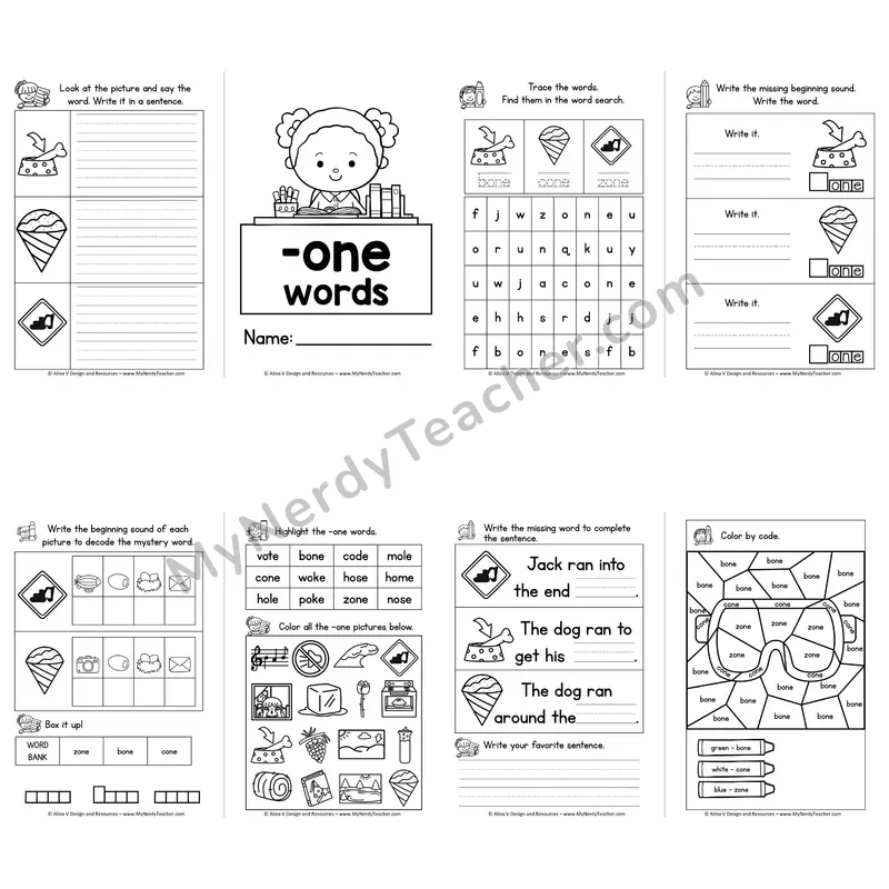 VCe -ONE Word Family Booklet — Long O Silent E Activities