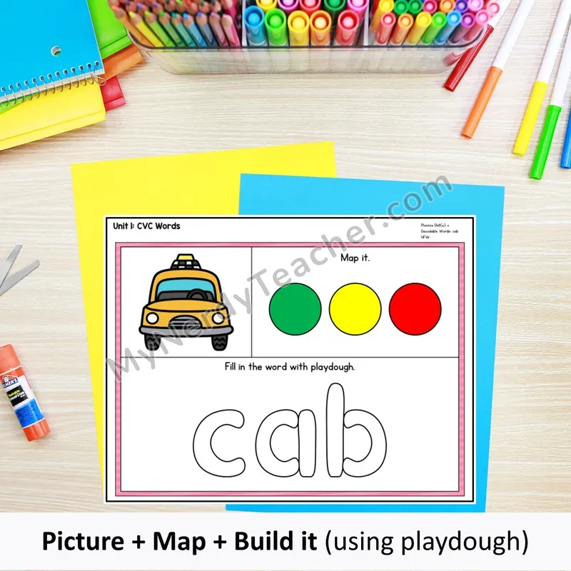 Phonics Map and Build With Playdough Mats — CVC Words