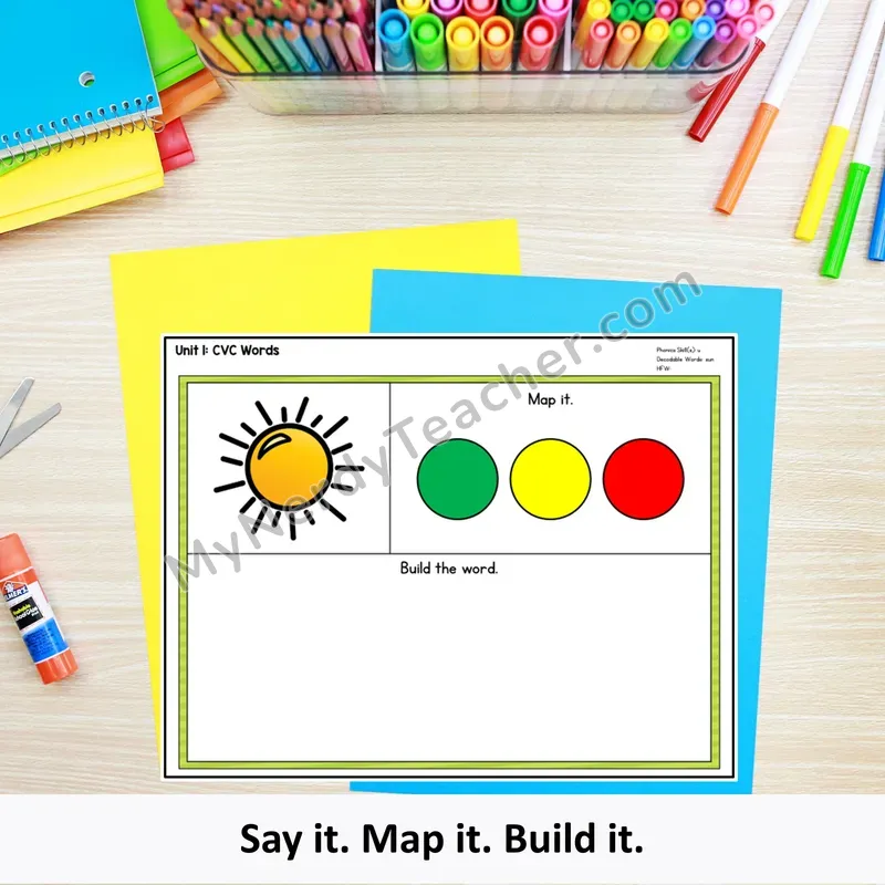 Phonics Say It Map It Build It Mats — CVC Words