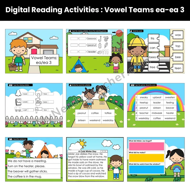 Vowel Teams ee, ea Decodable Passage — Google Slides (Set 3 of 3)