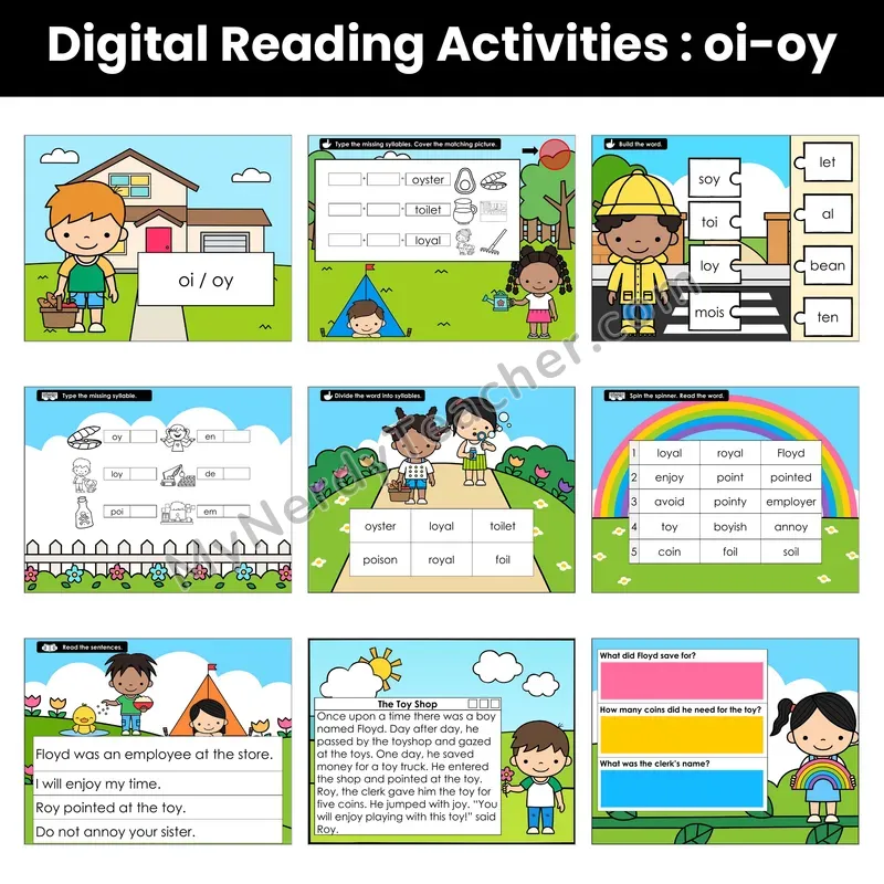 Diphthongs oi, oy Decodable Passage — Google Slides