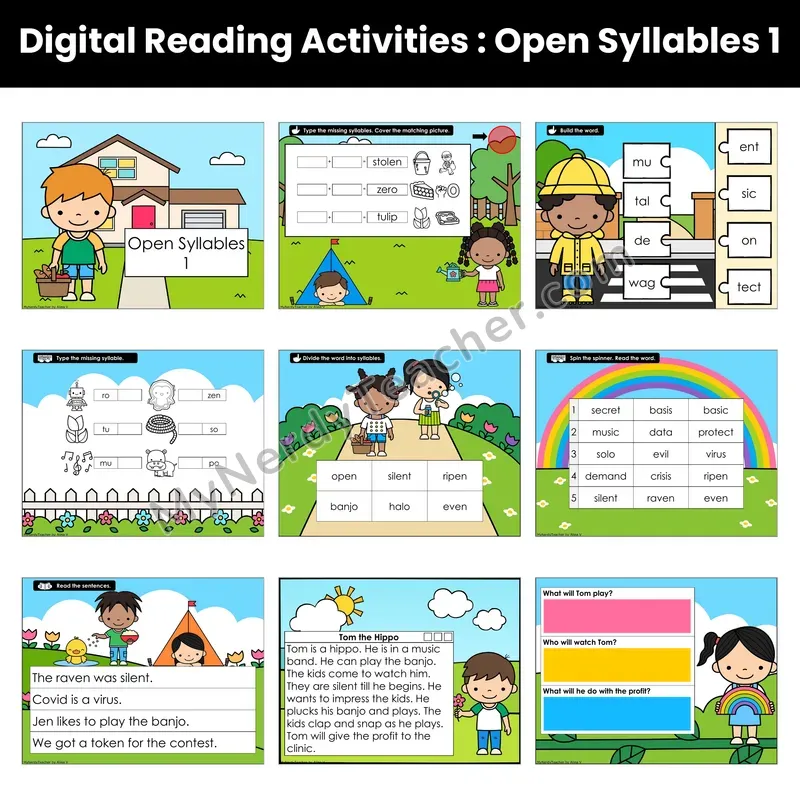 Open Syllables Decodable Passage — Google Slides (Set 1 of 4)