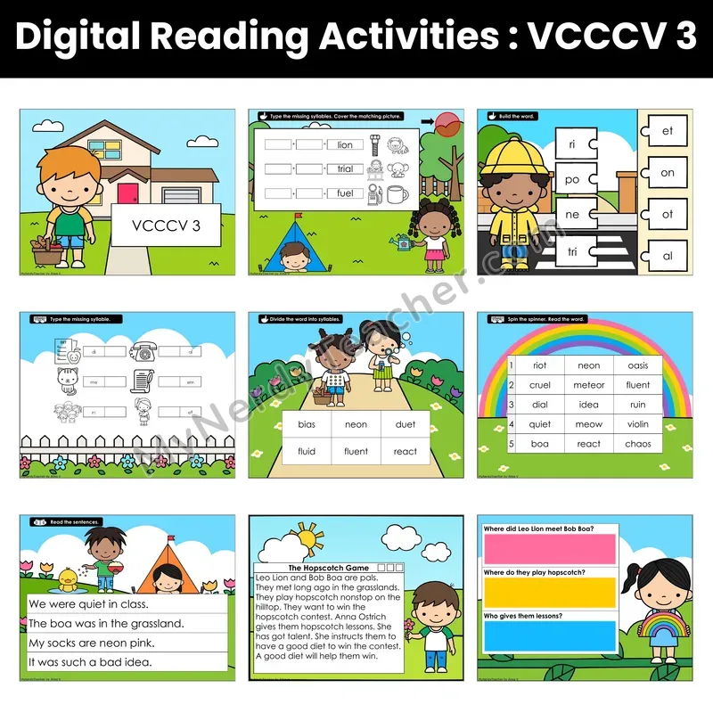 VCCCV Syllable Division Decodable Passage — Google Slides (Set 3 of 3)