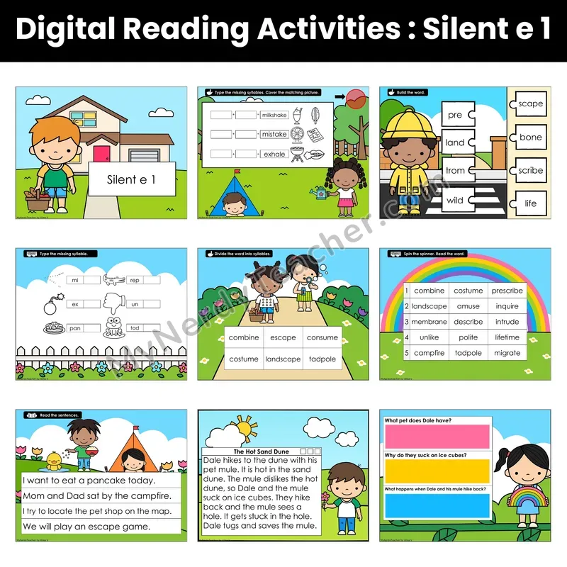 Silent e Mixed Review Decodable Passage — Google Slides (Set 1 of 3)