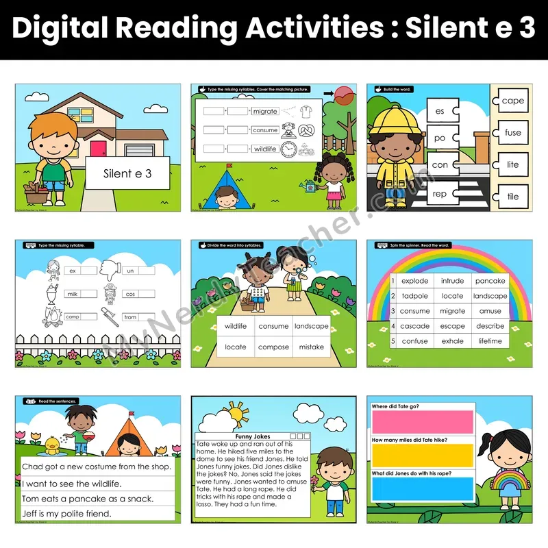 Silent e Mixed Review Decodable Passage — Google Slides (Set 3 of 3)