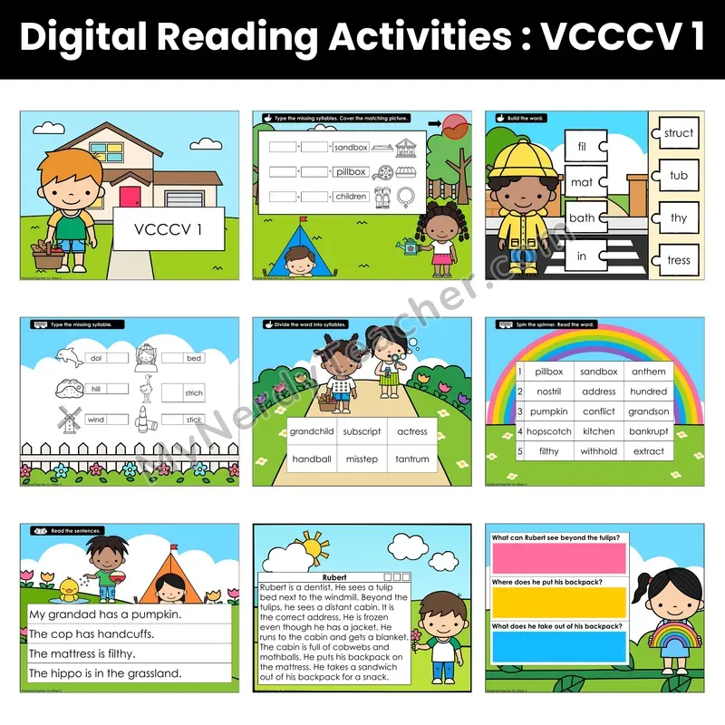 VCCCV Syllable Division Decodable Passage — Google Slides (Set 1 of 3)