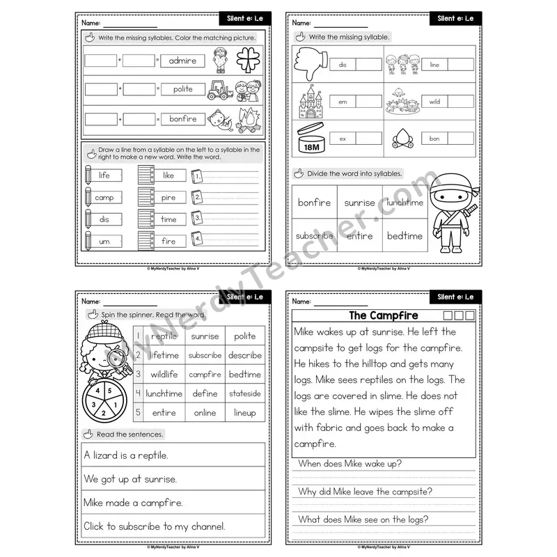 Silent e i_e Decodable Passage — Editable PPT (Set 1 of 2)