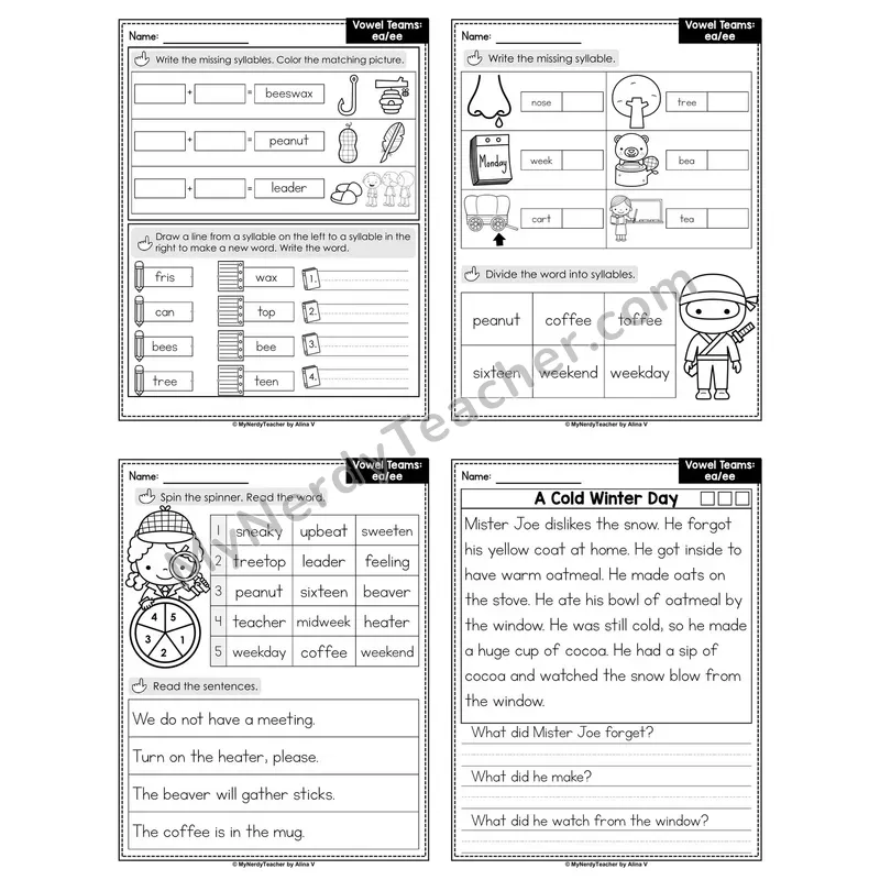 Vowel Teams oa, ow, oe Decodable Passage — Editable PPT (Set 1 of 2)