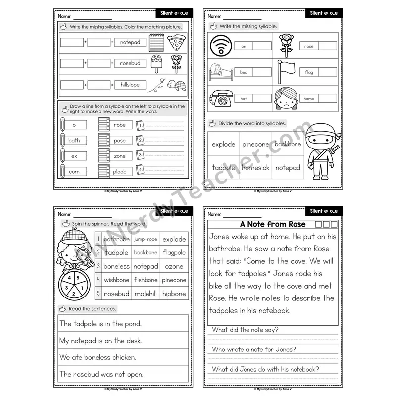 Silent e o_e Decodable Passage — Editable PPT