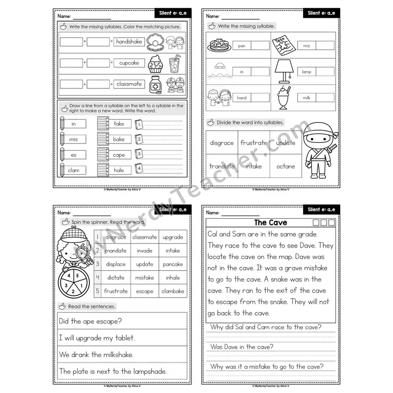Silent e a_e Decodable Passage — Editable PPT (Set 2 of 3)