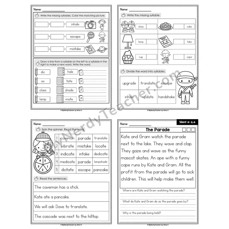 Silent e a_e Decodable Passage — Editable PPT (Set 3 of 3)