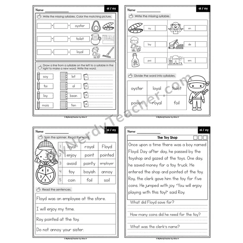 Diphthongs ou, ow Decodable Passage Worksheet