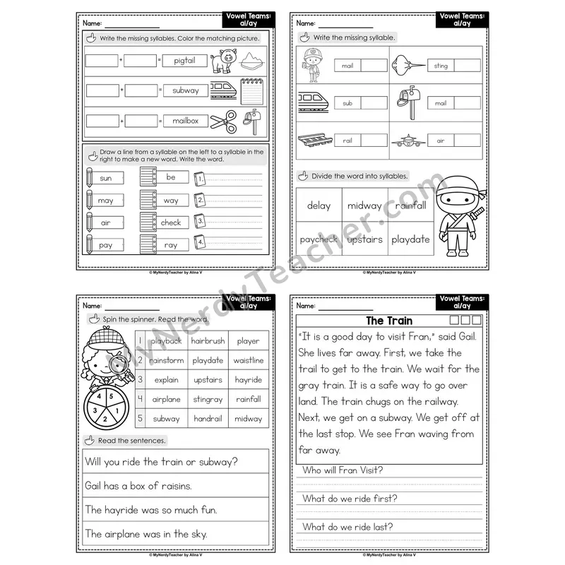 Vowel Teams ee, ea Decodable Passage Worksheet (Set 1 of 3)