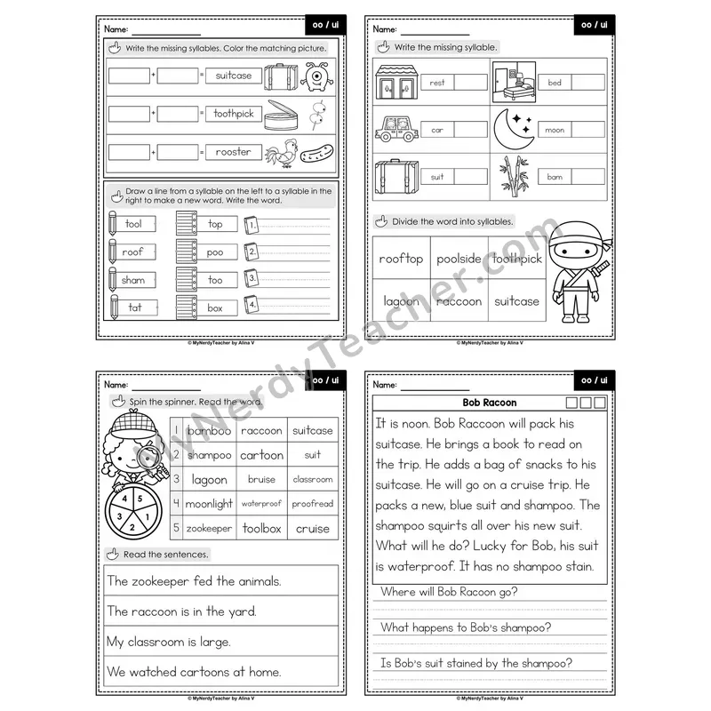 Vowel Teams oo, ui Decodable Passage Worksheet (Set 2 of 2)