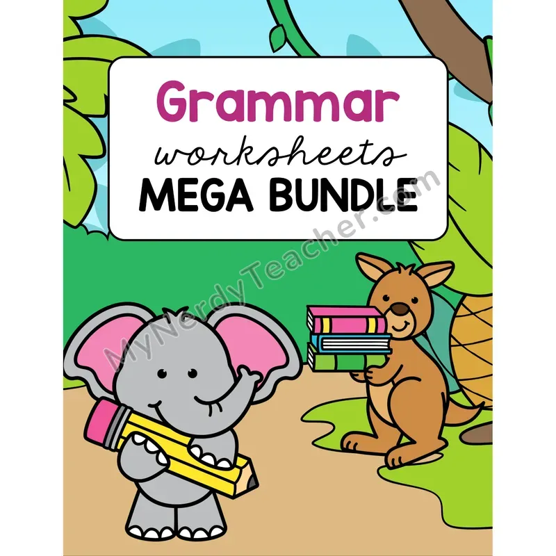 Grammar Worksheets Bundle Cover Page — Color Alternate Version