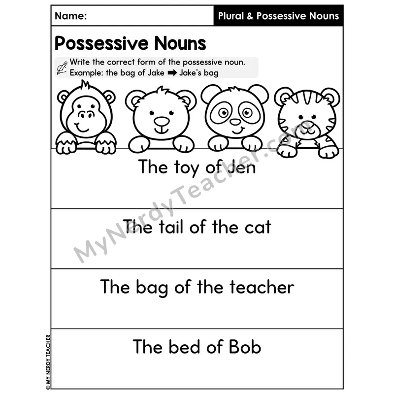Write the Possessive Form Worksheet — Transform Of Phrases