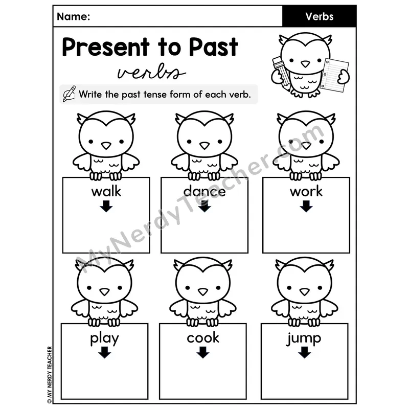 Present to Past Verbs Worksheet — Write the Past Tense