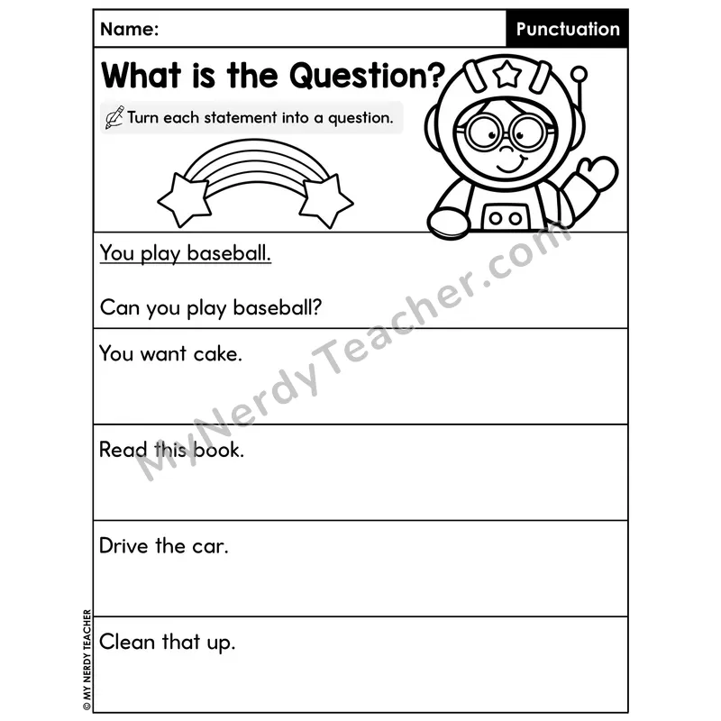 Turn Statements Into Questions Worksheet — Sentence Transformation