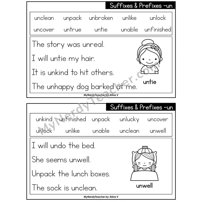 Prefix un- Phonics Flash Cards — Editable PowerPoint
