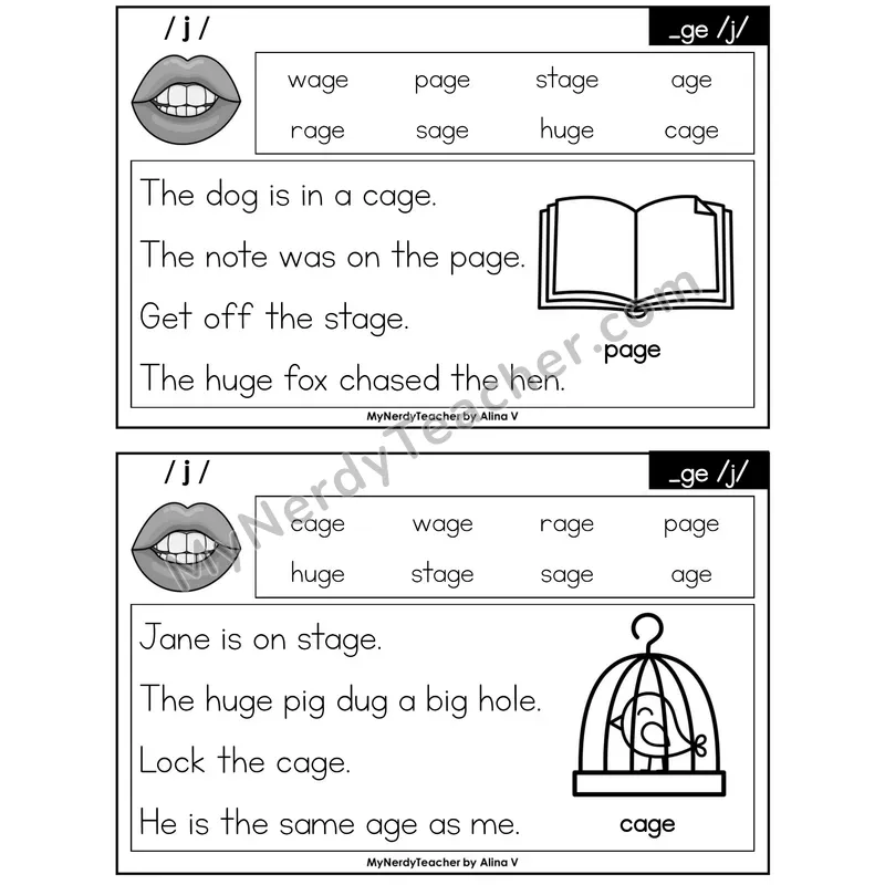 Soft G (_ge) Phonics Flash Cards — Editable PowerPoint