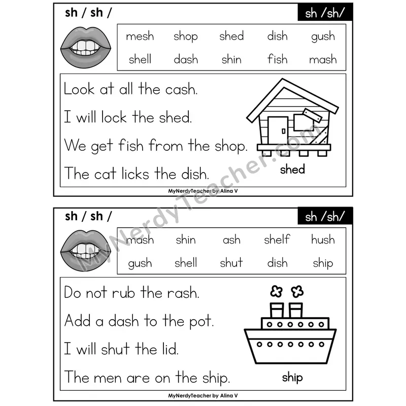 sh Digraph Phonics Flash Cards — Editable PowerPoint