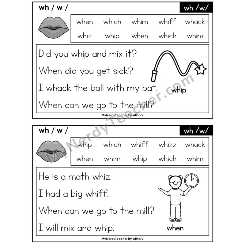 wh Digraph Phonics Flash Cards — Editable PowerPoint