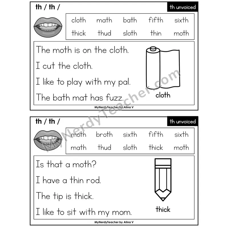 Unvoiced th Digraph Phonics Flash Cards — Editable PowerPoint