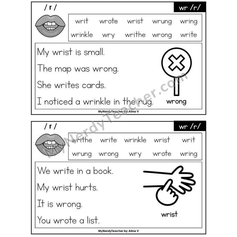 Silent wr Phonics Flash Cards — Editable PowerPoint