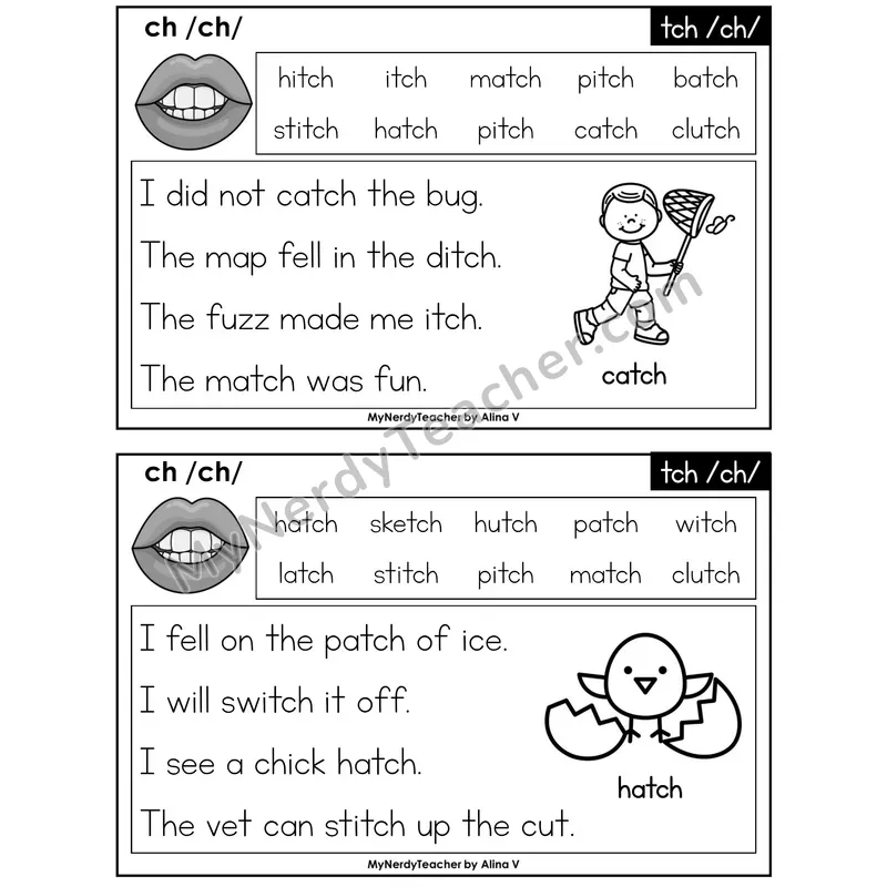 tch Trigraph Phonics Flash Cards — Editable PowerPoint