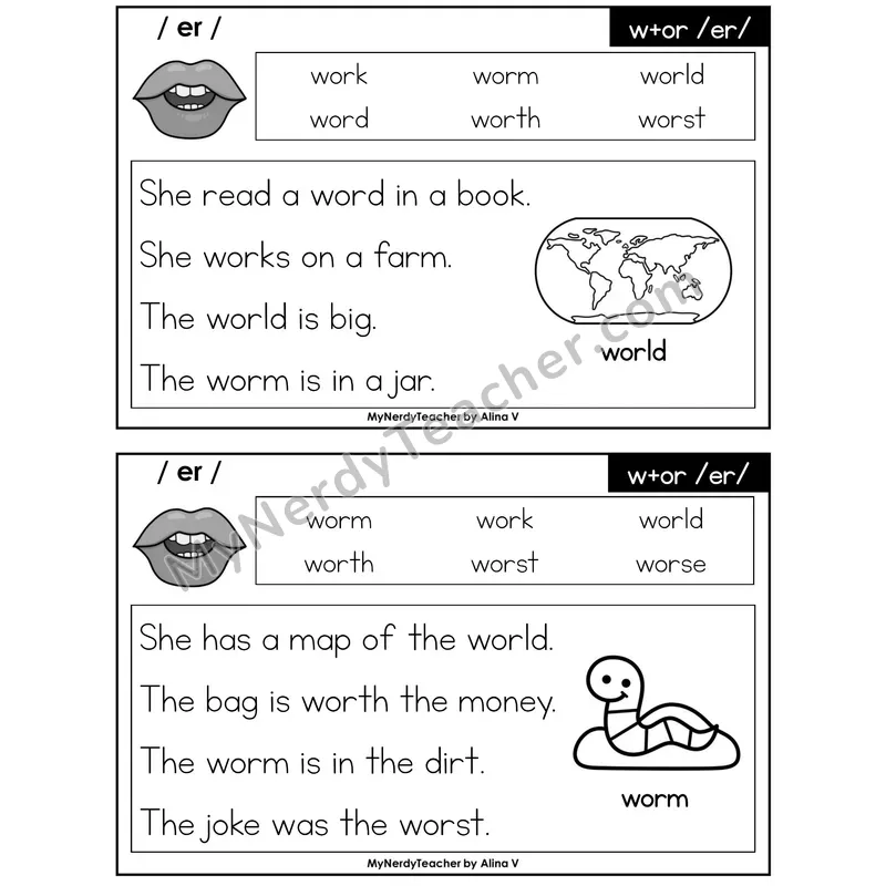 w + or (R-Controlled) Phonics Flash Cards — Editable PowerPoint