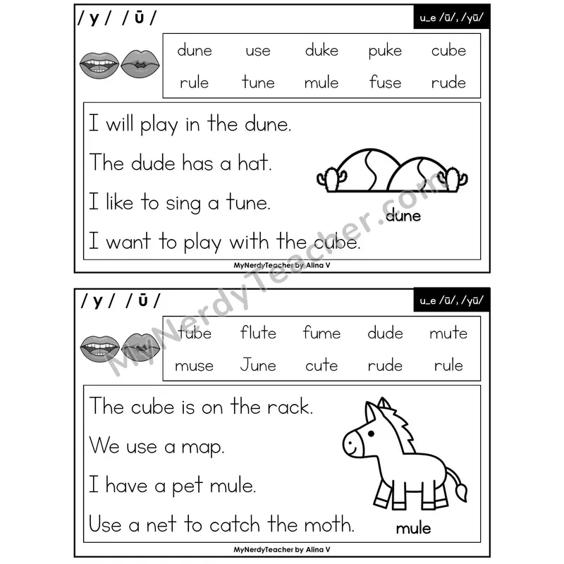 u_e (Long U Silent E) Phonics Flash Cards — Editable PowerPoint