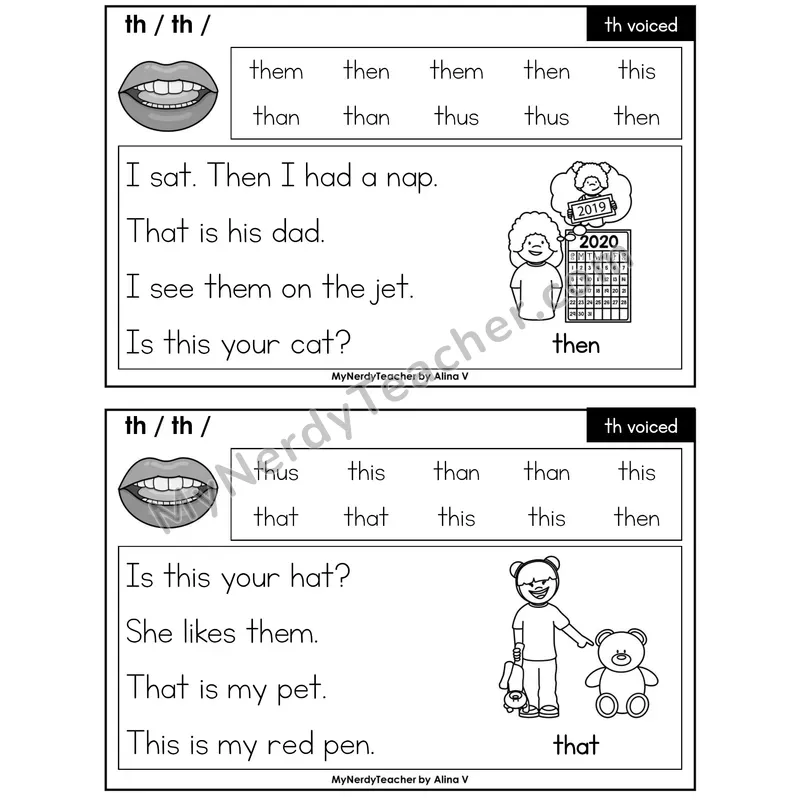 Voiced th Digraph Phonics Flash Cards — Editable PowerPoint