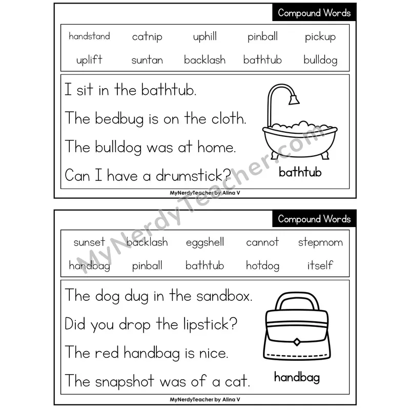 Compound Words Phonics Flash Cards — Editable PowerPoint