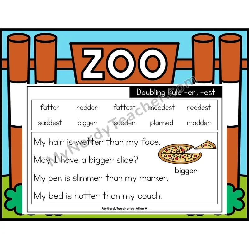 Doubling Rule (-er, -est) Phonics Flash Cards — Digital PowerPoint