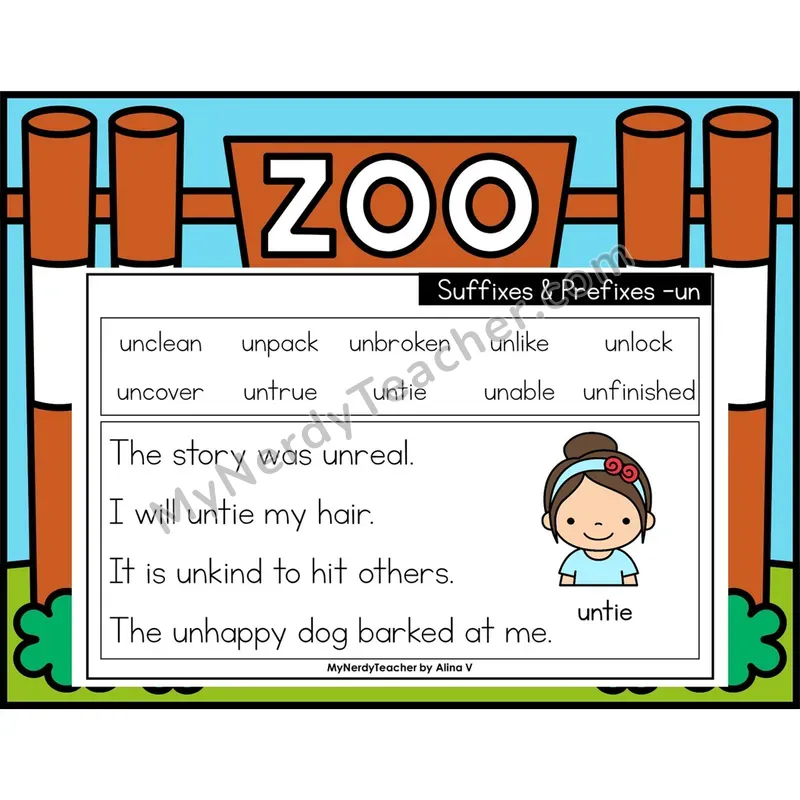 Prefix un- Phonics Flash Cards — Digital PowerPoint