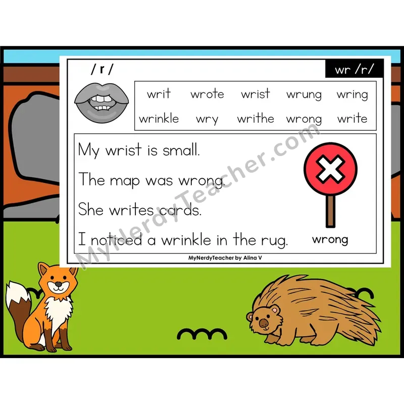 Silent wr Phonics Flash Cards — Digital PowerPoint