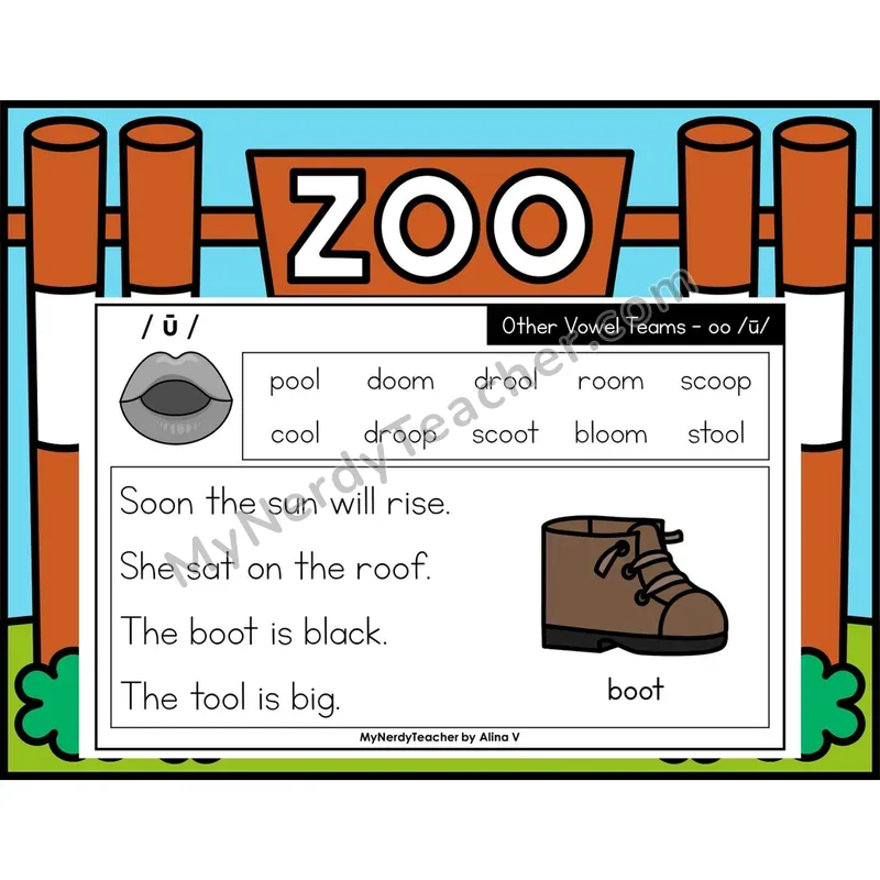 Other Vowel Teams oo (long /oo/) Phonics Flash Cards — Digital PowerPoint