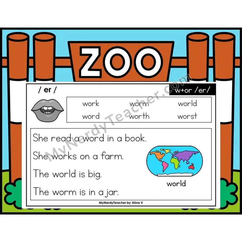w + or (R-Controlled) Phonics Flash Cards — Digital PowerPoint