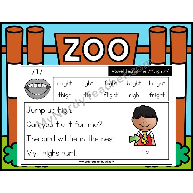 Vowel Teams ie, igh Phonics Flash Cards — Digital PowerPoint
