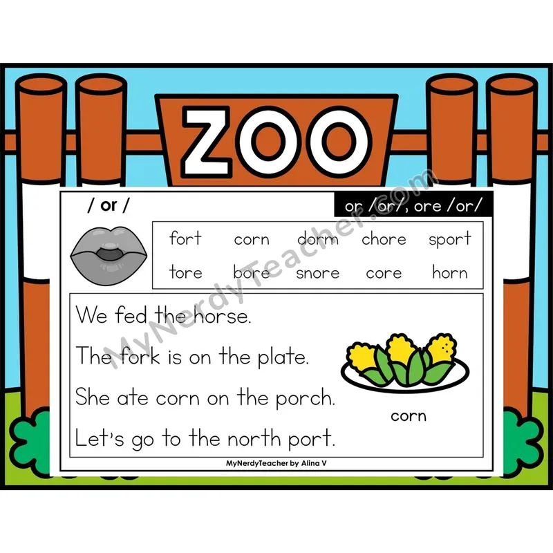 or, ore (R-Controlled) Phonics Flash Cards — Digital PowerPoint