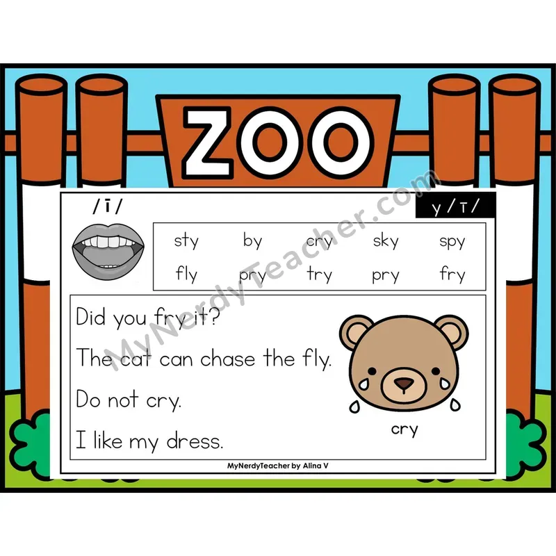 y as Long I Phonics Flash Cards — Digital PowerPoint