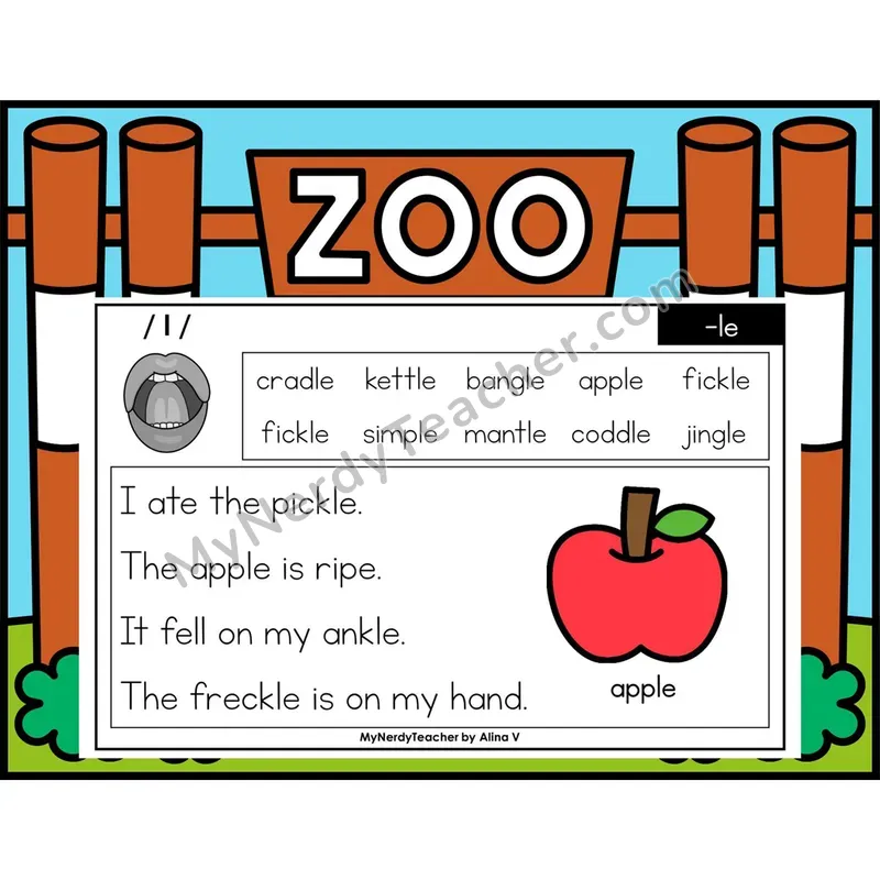 Consonant -le Phonics Flash Cards — Digital PowerPoint