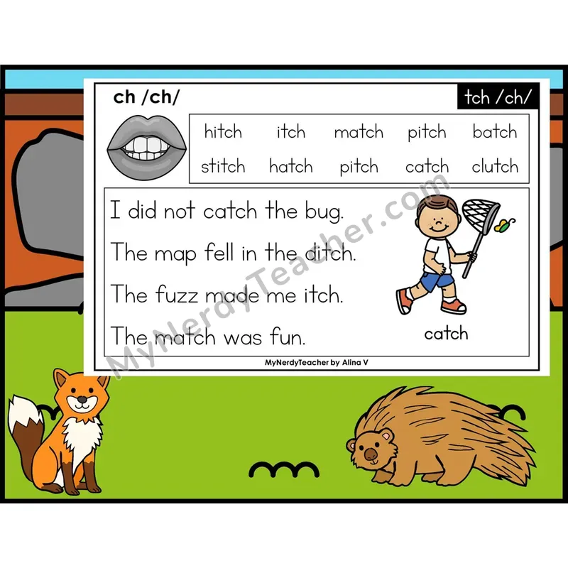 tch Trigraph Phonics Flash Cards — Digital PowerPoint