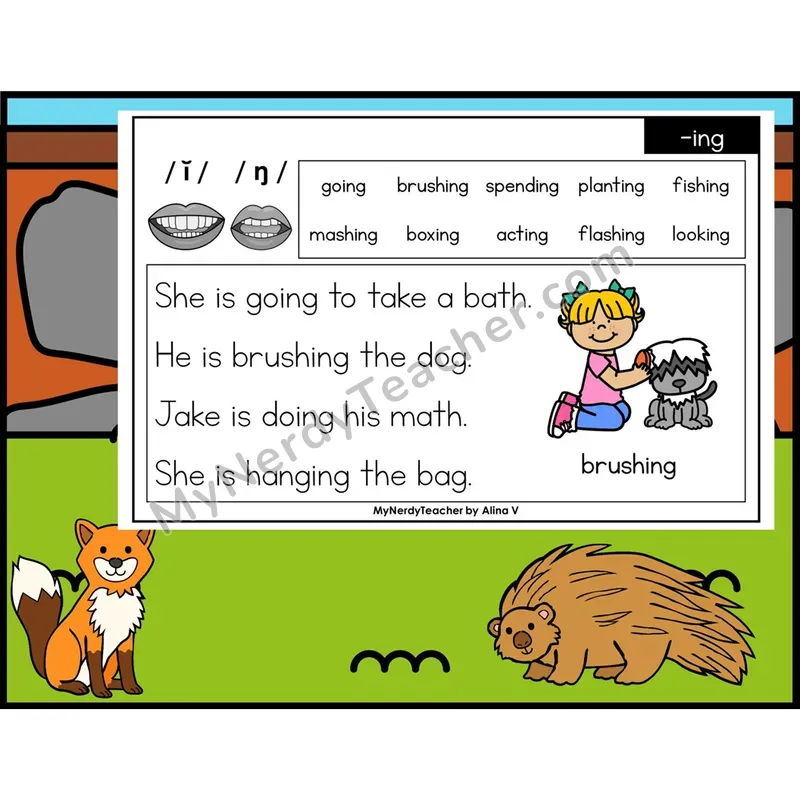 -ing Ending Phonics Flash Cards — Digital PowerPoint