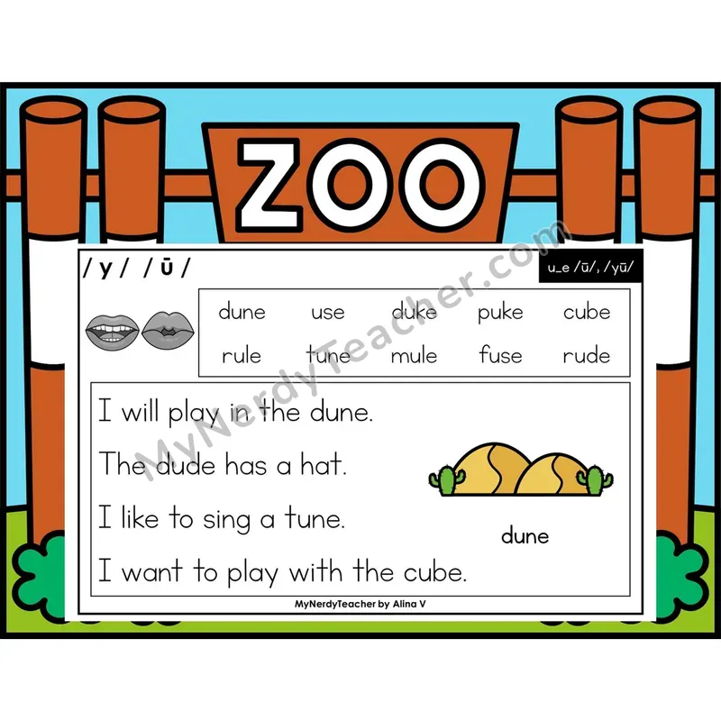 u_e (Long U Silent E) Phonics Flash Cards — Digital PowerPoint