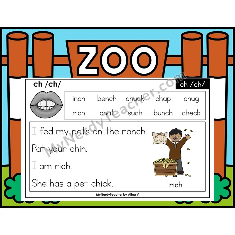 ch Digraph Phonics Flash Cards — Digital PowerPoint