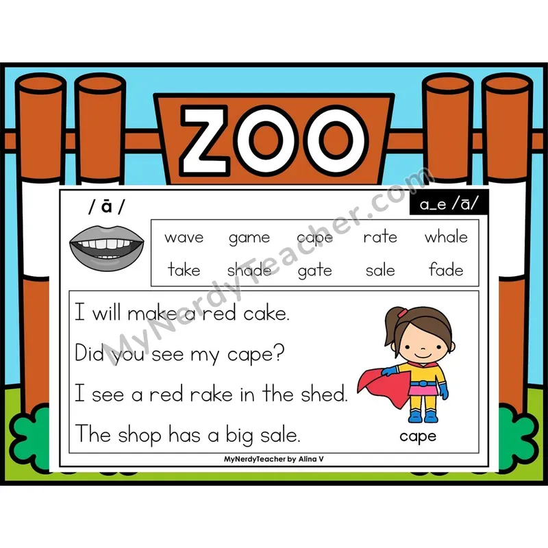 a_e (Long A Silent E) Phonics Flash Cards — Digital PowerPoint